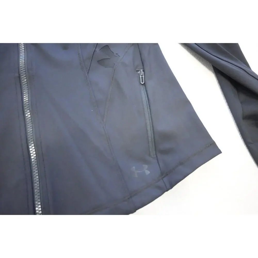 Under Armour Hoodie HeatGear Fitted Stretch Athletic Jacket Black‎ Womens Small
